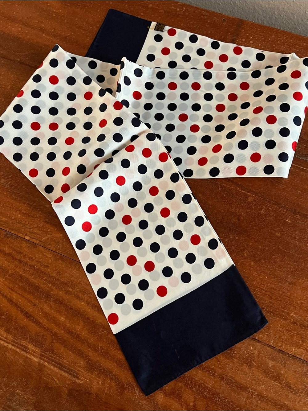 Estate Vintage Red White & Blue Polka Dot Scarf Like New Patriotic